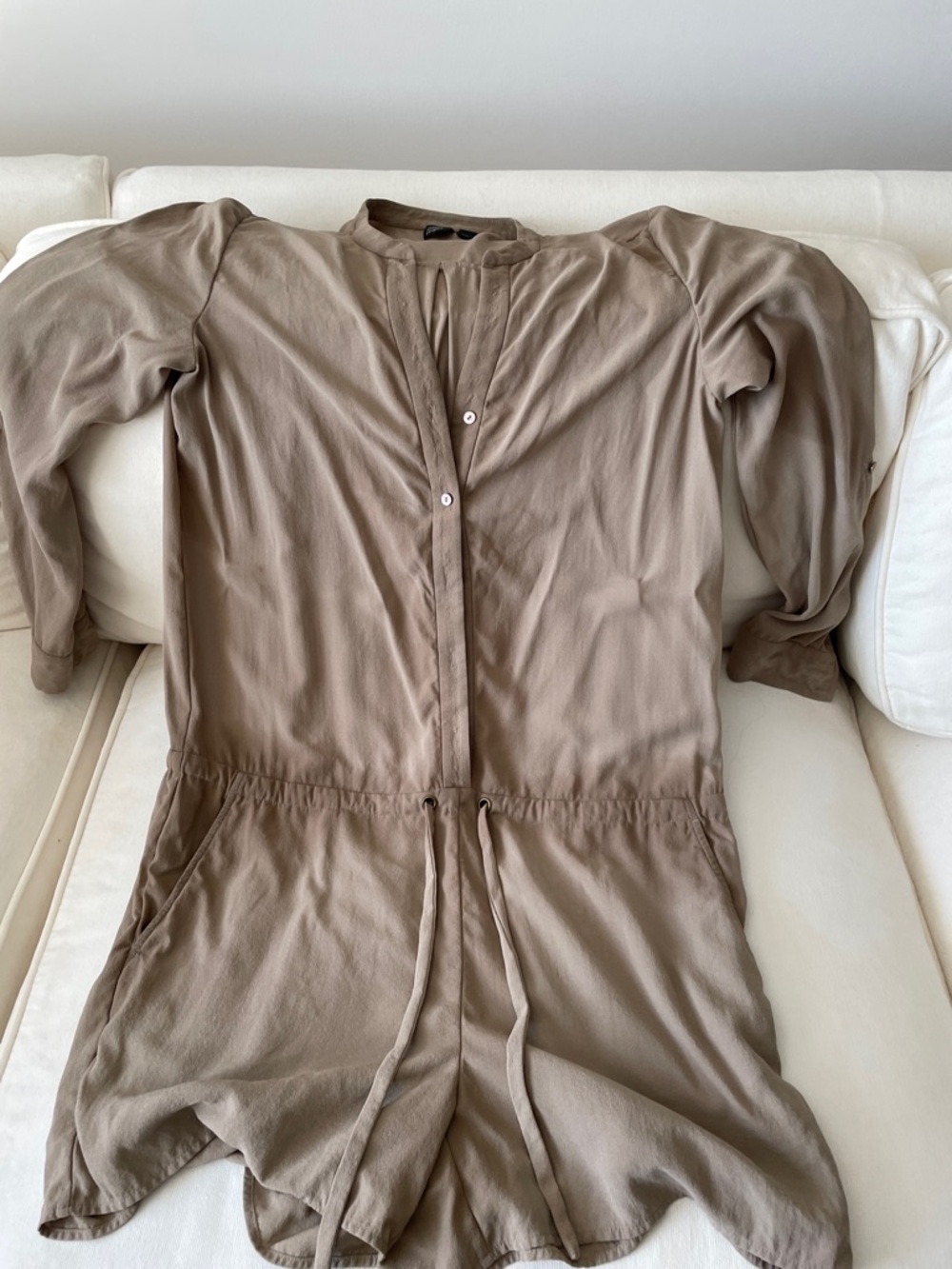 Eileen Fisher Light Brown Button-Front Romper